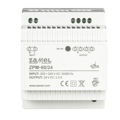 ZASILACZ IMPULSOWY 24V DC, 60W, TH-35  TYP: ZPM-60/24