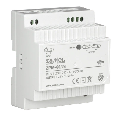 ZASILACZ IMPULSOWY 24V DC, 60W, TH-35  TYP: ZPM-60/24