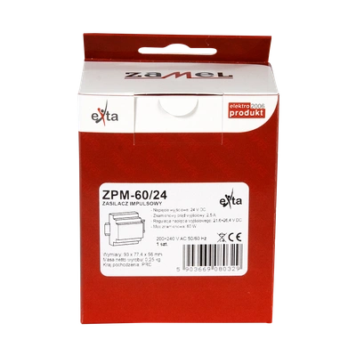 ZASILACZ IMPULSOWY 24V DC, 60W, TH-35  TYP: ZPM-60/24