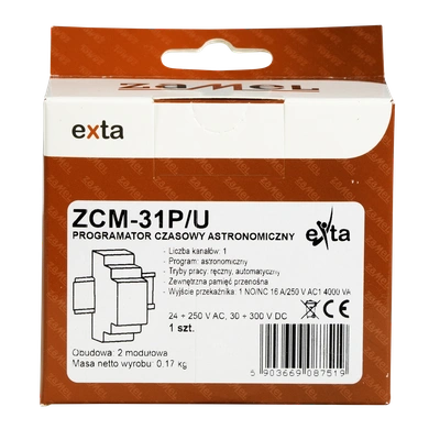 PROGRAMATOR CZASOWY ASTRONOMIC ZNY Z PAMIĘCIĄ ZEWNĘTRZNĄ 24-250 V AC 30-300 V DC TYP: ZCM-31P/U