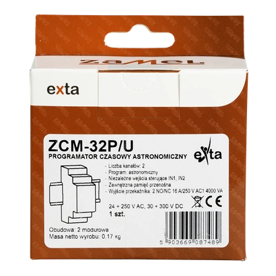 PROGRAMATOR CZASOWY ASTRONOMIC ZNY Z PAMIĘCIĄ ZEWNĘTRZNĄ 2-KA NAŁOWY 24-250 V AC 30-300 V DC TYP: ZCM-32P/U