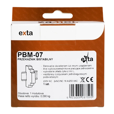 PRZEKAŹNIK BISTABILNY 2-POLOWY 230V AC  TYP: PBM-07