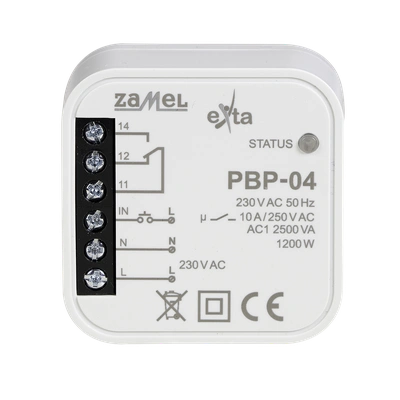 PRZEKAŹNIK BISTABILNY UNIWERSALNY DOPUSZKOWY 230 V AC, 10 A TYP: PBP-04