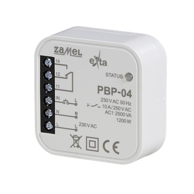 PRZEKAŹNIK BISTABILNY UNIWERSALNY DOPUSZKOWY 230 V AC, 10 A TYP: PBP-04