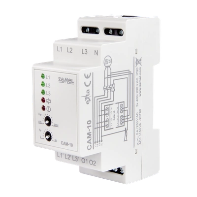 CYFROWY CZUJNIK ASYMETRII NAPIĘCIA Z KONTROLĄ STANU STYCZNIKA  TYP: CAM-10