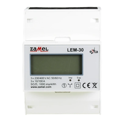 LICZNIK ENERGII ELEKTRYCZNEJ 3-FAZOWY LCD 100 A, 4-MOD  TYP: LEM-30