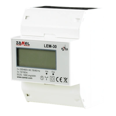 LICZNIK ENERGII ELEKTRYCZNEJ 3-FAZOWY LCD 100 A, 4-MOD  TYP: LEM-30