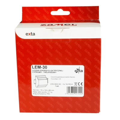 LICZNIK ENERGII ELEKTRYCZNEJ 3-FAZOWY LCD 100 A, 4-MOD  TYP: LEM-30