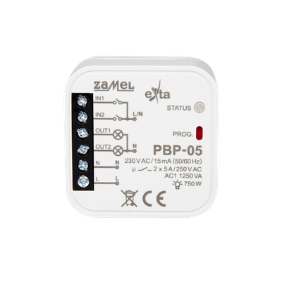 PRZEKAŹNIK BISTABILNY 2-KANAŁOWY DOPUSZKOWY 230 V AC TYP: PBP-05