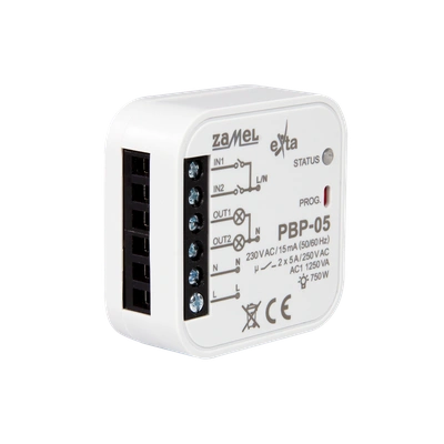 PRZEKAŹNIK BISTABILNY 2-KANAŁOWY DOPUSZKOWY 230 V AC TYP: PBP-05