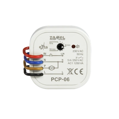 PRZEKAŹNIK CZASOWY DO STEROWANIA WENTYLATOREM ŁAZIENKOWYM, DOPUSZKOWY, 5A, 230V AC TYP: PCP-06