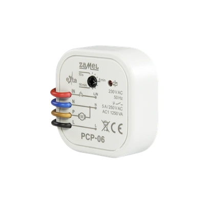 PRZEKAŹNIK CZASOWY DO STEROWANIA WENTYLATOREM ŁAZIENKOWYM, DOPUSZKOWY, 5A, 230V AC TYP: PCP-06