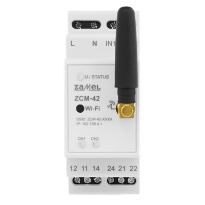 PROGRAMATOR CZASOWY USTAWIANY POPRZEZ Wi-Fi, 2xNO/NC 16A (inrush: 111A/20ms), 230V AC TYP: ZCM-42