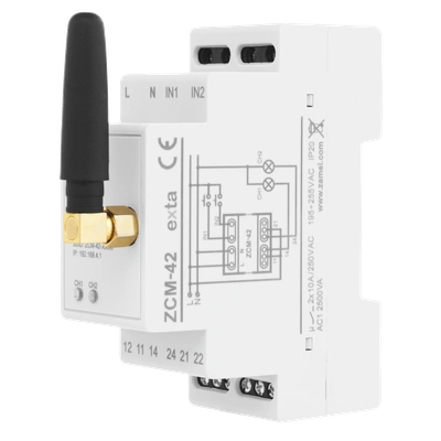PROGRAMATOR CZASOWY USTAWIANY POPRZEZ Wi-Fi, 2xNO/NC 16A (inrush: 111A/20ms), 230V AC TYP: ZCM-42