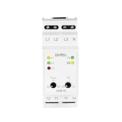 CZUJNIK KOLEJNOŚCI FAZ I ZANIKU FAZ, 16A 2-MOD. NASTAWA CZASU I PROGU ZADZIAŁANIA  TYP: CKM-10