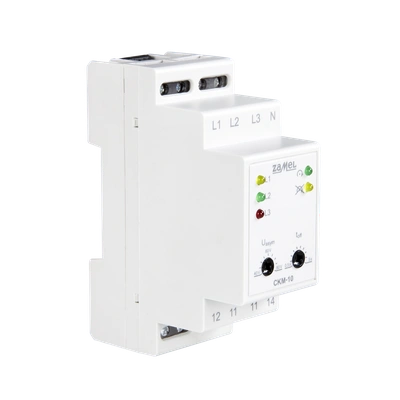 CZUJNIK KOLEJNOŚCI FAZ I ZANIKU FAZ, 16A 2-MOD. NASTAWA CZASU I PROGU ZADZIAŁANIA  TYP: CKM-10