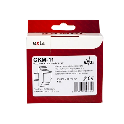 CZUJNIK KOLEJNOŚCI FAZ I ZANIKU FAZ, 16A  TYP: CKM-11