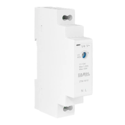 ZASILACZ IMPULSOWY MONTOWANY NA SZYNIE TH-35 (DIN) , 15W, 12V DC  TYP: ZTM-15/12