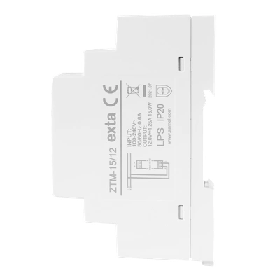 ZASILACZ IMPULSOWY MONTOWANY NA SZYNIE TH-35 (DIN) , 15W, 12V DC  TYP: ZTM-15/12