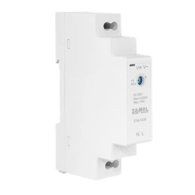 ZASILACZ IMPULSOWY MONTOWANY NA SZYNIE TH-35 (DIN) , 15W, 24V DC  TYP: ZTM-15/24