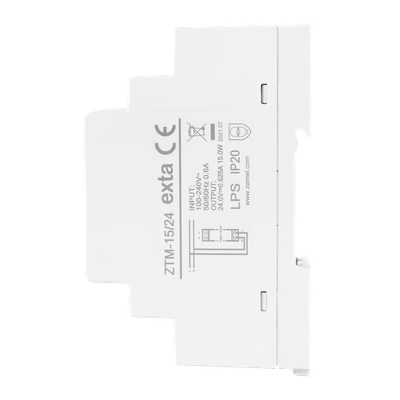 ZASILACZ IMPULSOWY MONTOWANY NA SZYNIE TH-35 (DIN) , 15W, 24V DC  TYP: ZTM-15/24