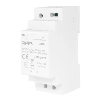 ZASILACZ IMPULSOWY MONTOWANY NA SZYNIE TH-35 (DIN) , 30W, 24V DC  TYP: ZTM-30/24