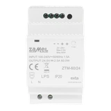 ZASILACZ IMPULSOWY MONTOWANY NA SZYNIE TH-35 (DIN) , 60W, 24V DC  TYP: ZTM-60/24