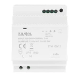 ZASILACZ IMPULSOWY MONTOWANY NA SZYNIE TH-35 (DIN) , 100W, 12V DC  TYP: ZTM-100/12