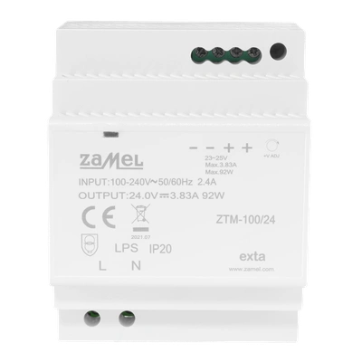 ZASILACZ IMPULSOWY MONTOWANY NA SZYNIE TH-35 (DIN) , 100W, 24V DC  TYP: ZTM-100/24