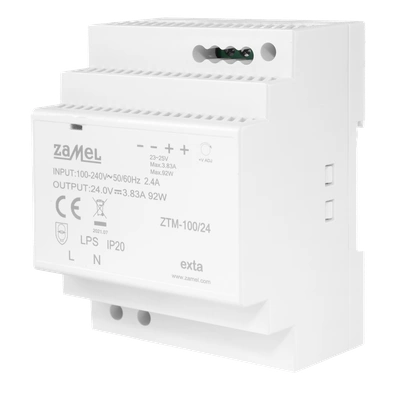 ZASILACZ IMPULSOWY MONTOWANY NA SZYNIE TH-35 (DIN) , 100W, 24V DC  TYP: ZTM-100/24