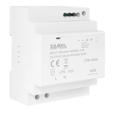 ZASILACZ IMPULSOWY MONTOWANY NA SZYNIE TH-35 (DIN) , 100W, 24V DC  TYP: ZTM-100/24