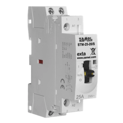 STYCZNIK MODUŁOWY ZE STEROWANIEM RĘCZNYM, INSTALACYJNY, 25A, 2xNO, 230V AC, TYP: STM-25-20/S