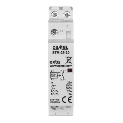 STYCZNIK MODUŁOWY INSTALACYJNY 25A, 2xNO, 230V AC,  TYP: STM-25-20