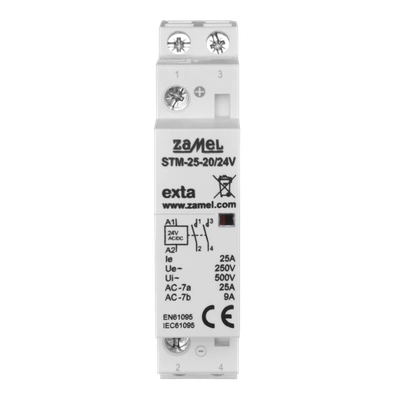 STYCZNIK MODUŁOWY INSTALACYJNY 25A, 2xNO, 24V AC/DC,  TYP: STM-25-20/24V