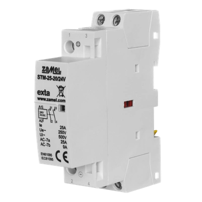 STYCZNIK MODUŁOWY INSTALACYJNY 25A, 2xNO, 24V AC/DC,  TYP: STM-25-20/24V
