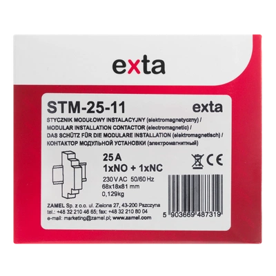 STYCZNIK MODUŁOWY INSTALACYJNY 25A, 1xNO + 1xNC, 230V AC,  TYP: STM-25-11