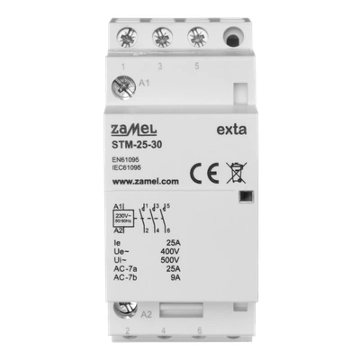 STYCZNIK MODUŁOWY INSTALACYJNY 25A, 3xNO, 230V AC,  TYP: STM-25-30