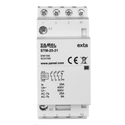STYCZNIK MODUŁOWY INSTALACYJNY 25A, 3xNO + 1xNC, 230V AC,  TYP: STM-25-31