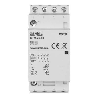 STYCZNIK MODUŁOWY INSTALACYJNY 25A, 4xNO, 230V AC,  TYP: STM-25-40