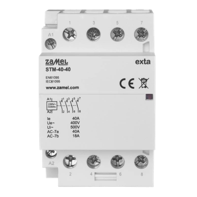 STYCZNIK MODUŁOWY INSTALACYJNY 40A, 4xNO, 230V AC,  TYP: STM-40-40