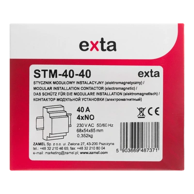 STYCZNIK MODUŁOWY INSTALACYJNY 40A, 4xNO, 230V AC,  TYP: STM-40-40