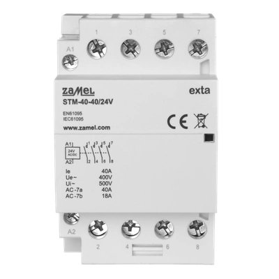 STYCZNIK MODUŁOWY INSTALACYJNY 40A, 4xNO, 24V AC/DC+F13,  TYP: STM-40-40/24V