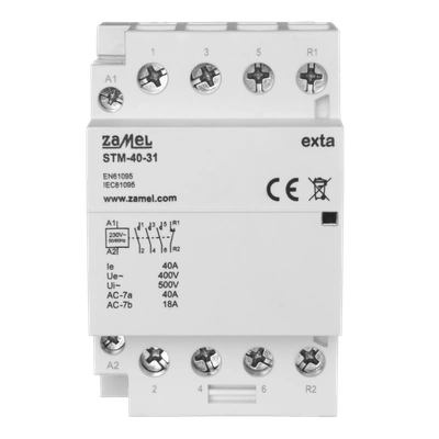 STYCZNIK MODUŁOWY INSTALACYJNY 40A, 3xNO+1NC, 230V AC,  TYP: STM-40-31
