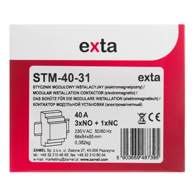 STYCZNIK MODUŁOWY INSTALACYJNY 40A, 3xNO+1NC, 230V AC,  TYP: STM-40-31