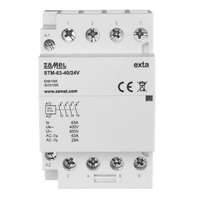 STYCZNIK MODUŁOWY INSTALACYJNY 63A, 4xNO, 24V AC/DC,  TYP: STM-63-40/24V