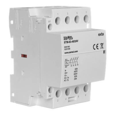 STYCZNIK MODUŁOWY INSTALACYJNY 63A, 4xNO, 24V AC/DC,  TYP: STM-63-40/24V