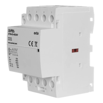 STYCZNIK MODUŁOWY INSTALACYJNY 63A, 4xNO, 24V AC/DC,  TYP: STM-63-40/24V