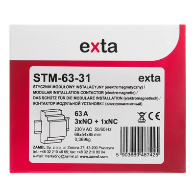 STYCZNIK MODUŁOWY INSTALACYJNY 63A, 3xNO+1xNC, 230V AC,  TYP: STM-63-31