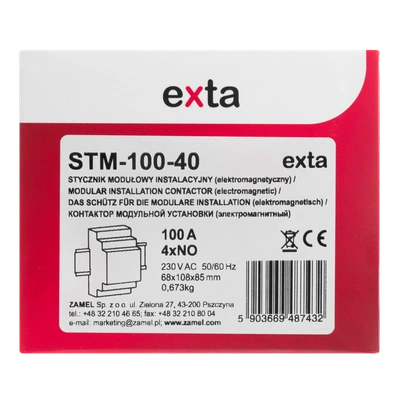STYCZNIK MODUŁOWY INSTALACYJNY 100A, 4xNO, 230V AC,  TYP: STM-100-40