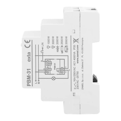 PRZEKAŹNIK BISTABILNY (IMPULSOWY) PRZEŁĄCZANY W ZERZE, 230V AC  TYP: PBM-31